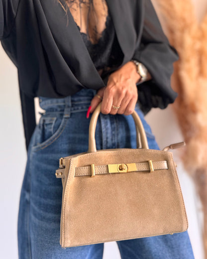 SAC TAUPE - CUIR