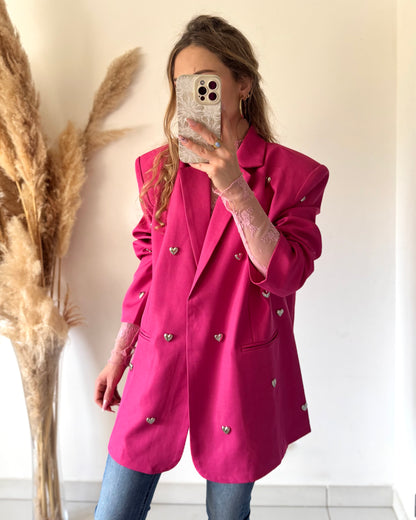 BLAZER A COEURS - FUCHSIA