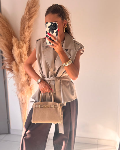 SAC TAUPE - CUIR