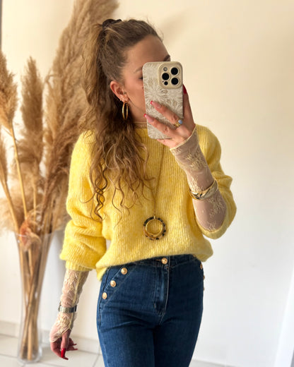 PULL CROISÉ - JAUNE