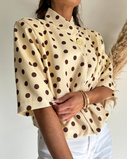 BLAZER JAUNE - POIS CHOCOLAT