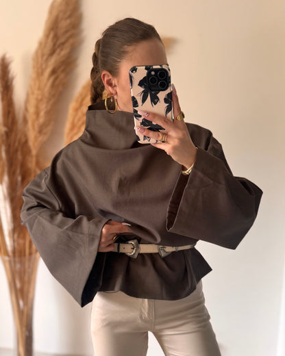 BLOUSE PALOMA - TAUPE FONCÉ