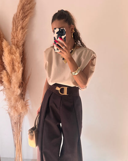 TOP PAULETTE - BEIGE