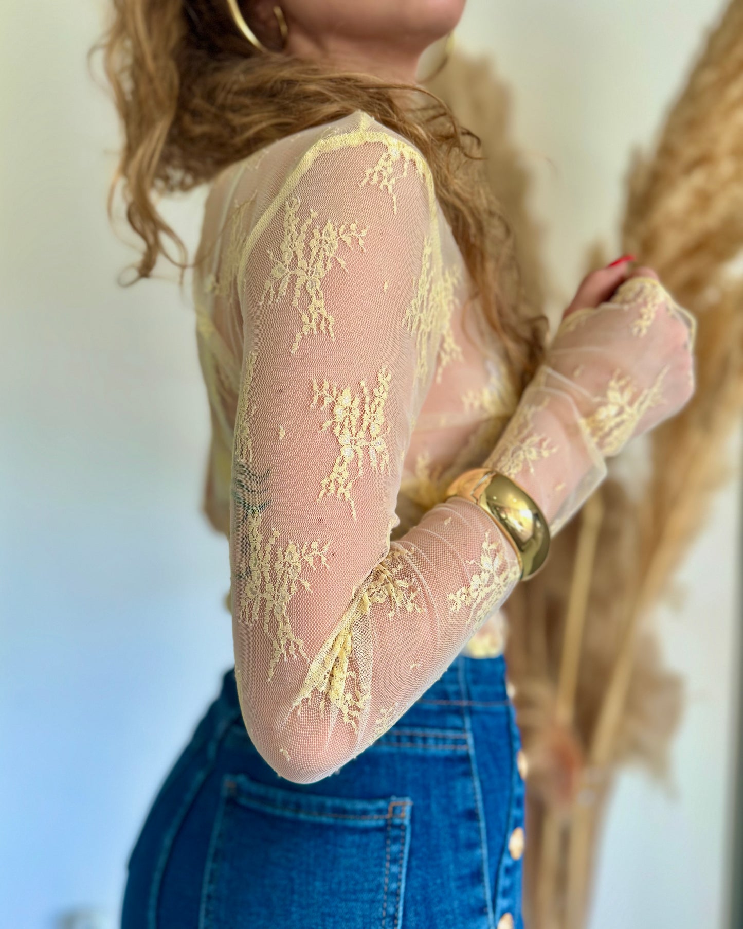 TOP DENTELLE - JAUNE