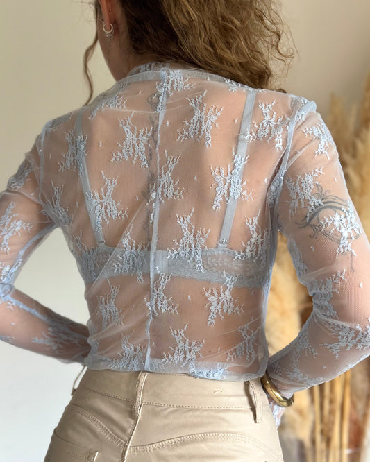 TOP DENTELLE - BLEU CIEL