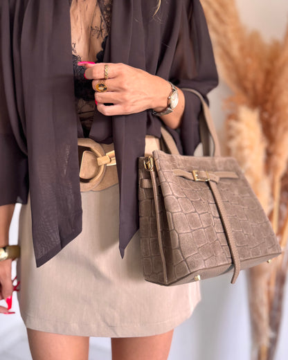 SAC CROCO CHOCO - CUIR