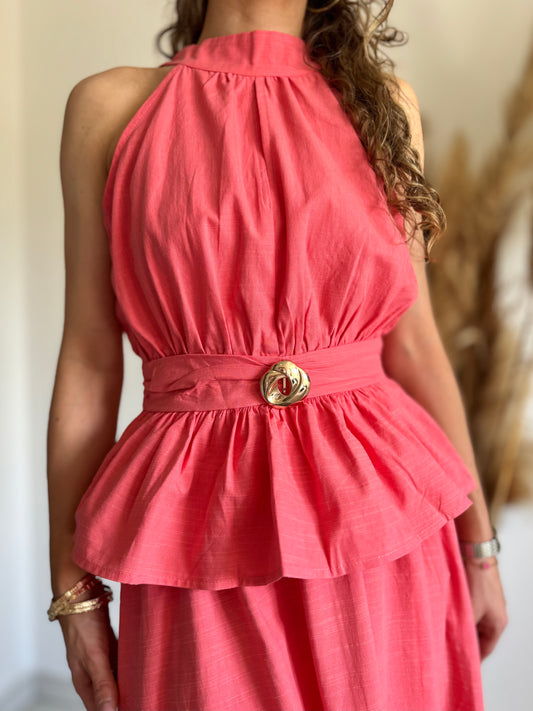 ENSEMBLE TOP & JUPE - CORAIL