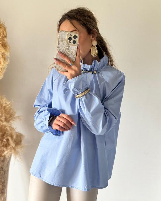 BLOUSE PERLÉE  - CIEL