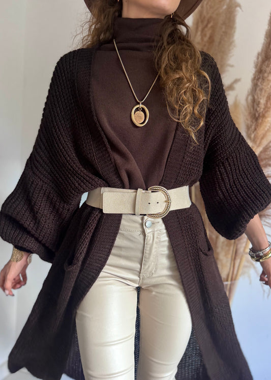 GILET LONG - MARRON