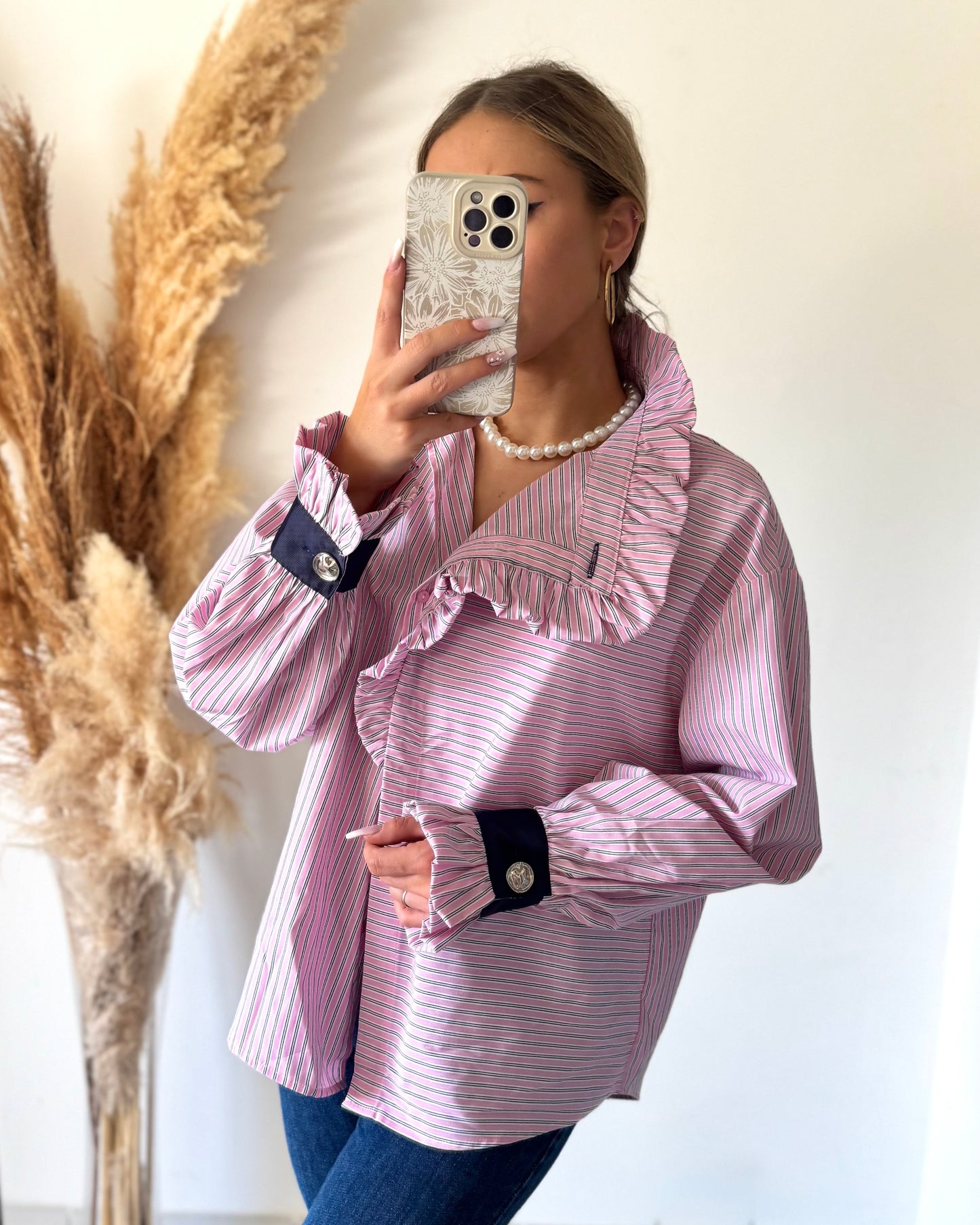 BLOUSE RAYÉE - ROSE