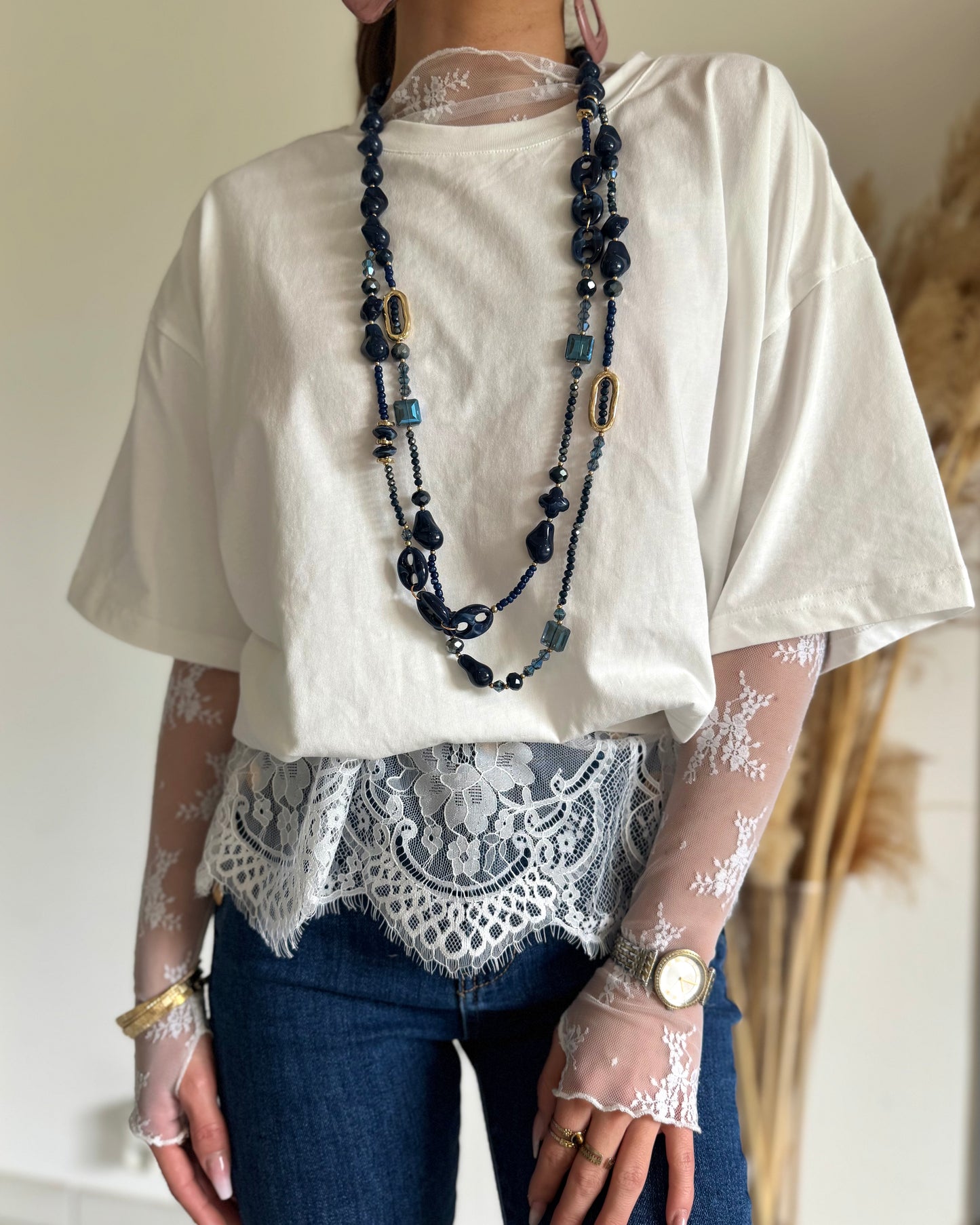 T-SHIRT DENTELLE - BLANC