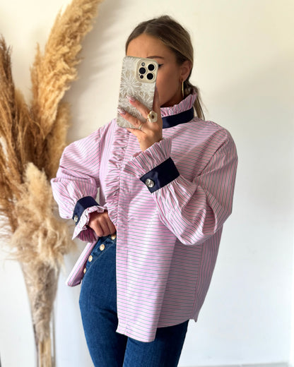BLOUSE RAYÉE - ROSE