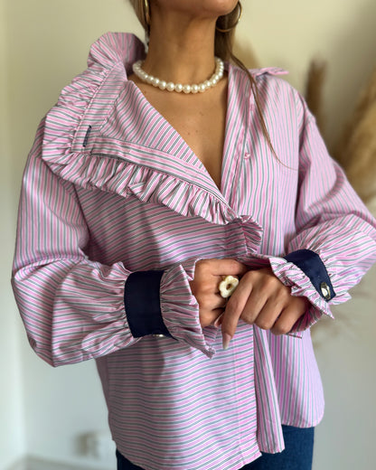 BLOUSE RAYÉE - ROSE