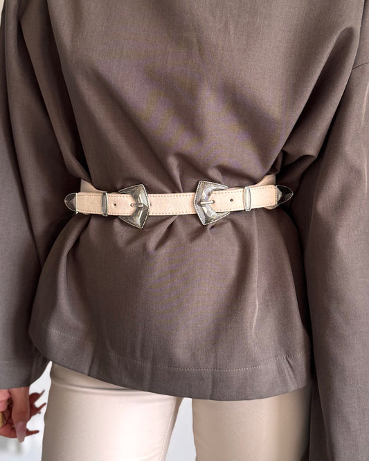 CEINTURE DOUBLE BOUCLE - ÉCRU