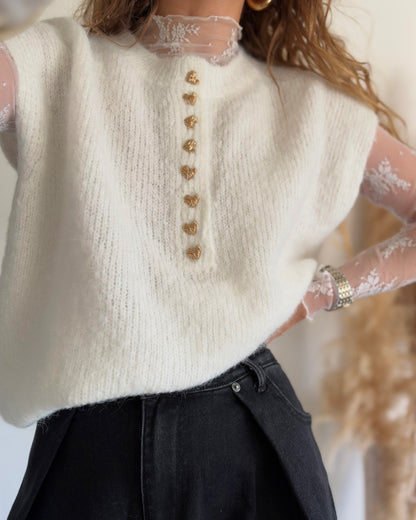 PULL SANS MANCHES - ECRU