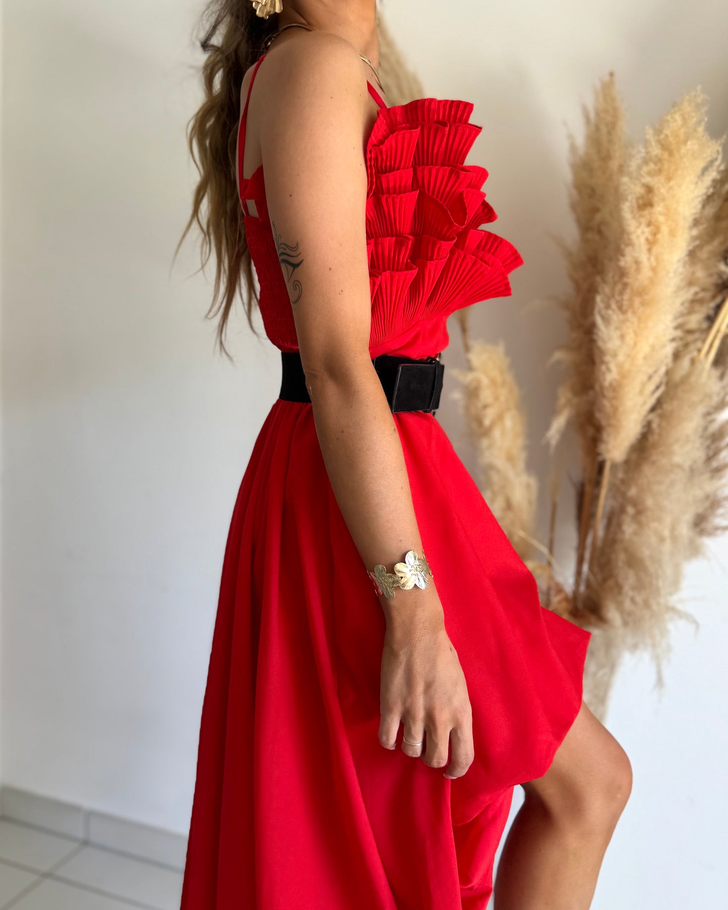 ROBE BUSTIER - ROUGE