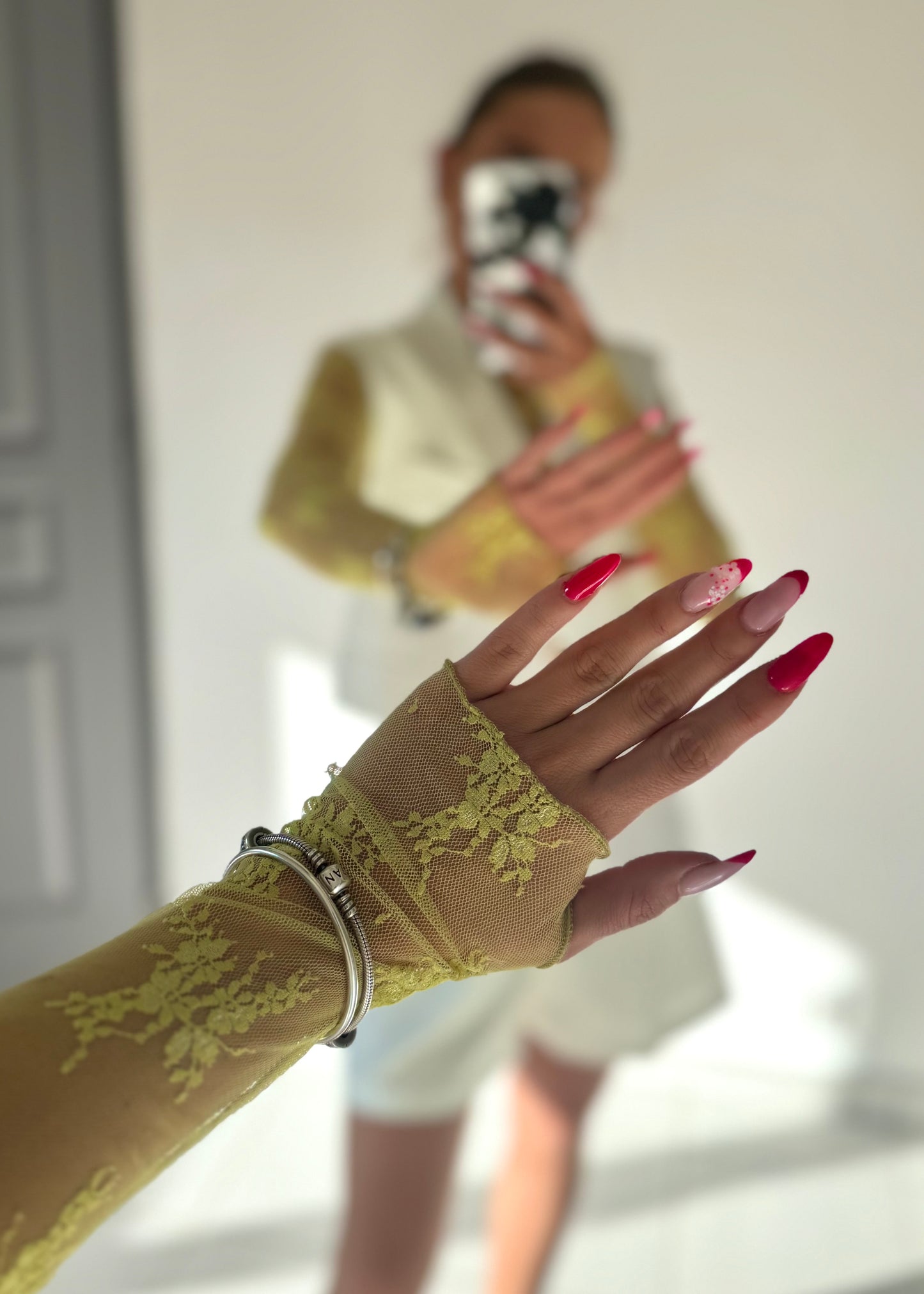 TOP DENTELLE - VERT CITRON