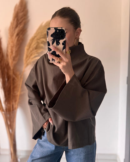 BLOUSE PALOMA - TAUPE FONCÉ