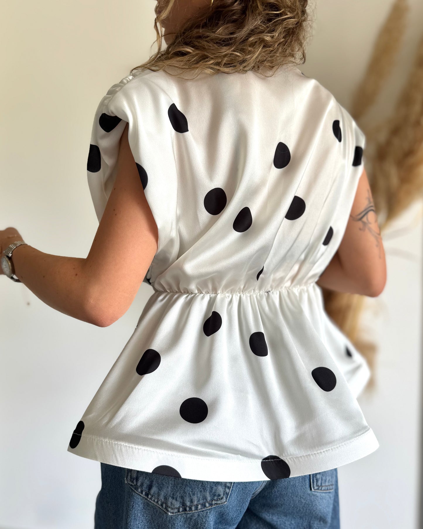 TOP PEPLUM A POIS