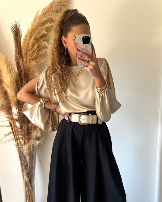 BLOUSE SATINA - BEIGE