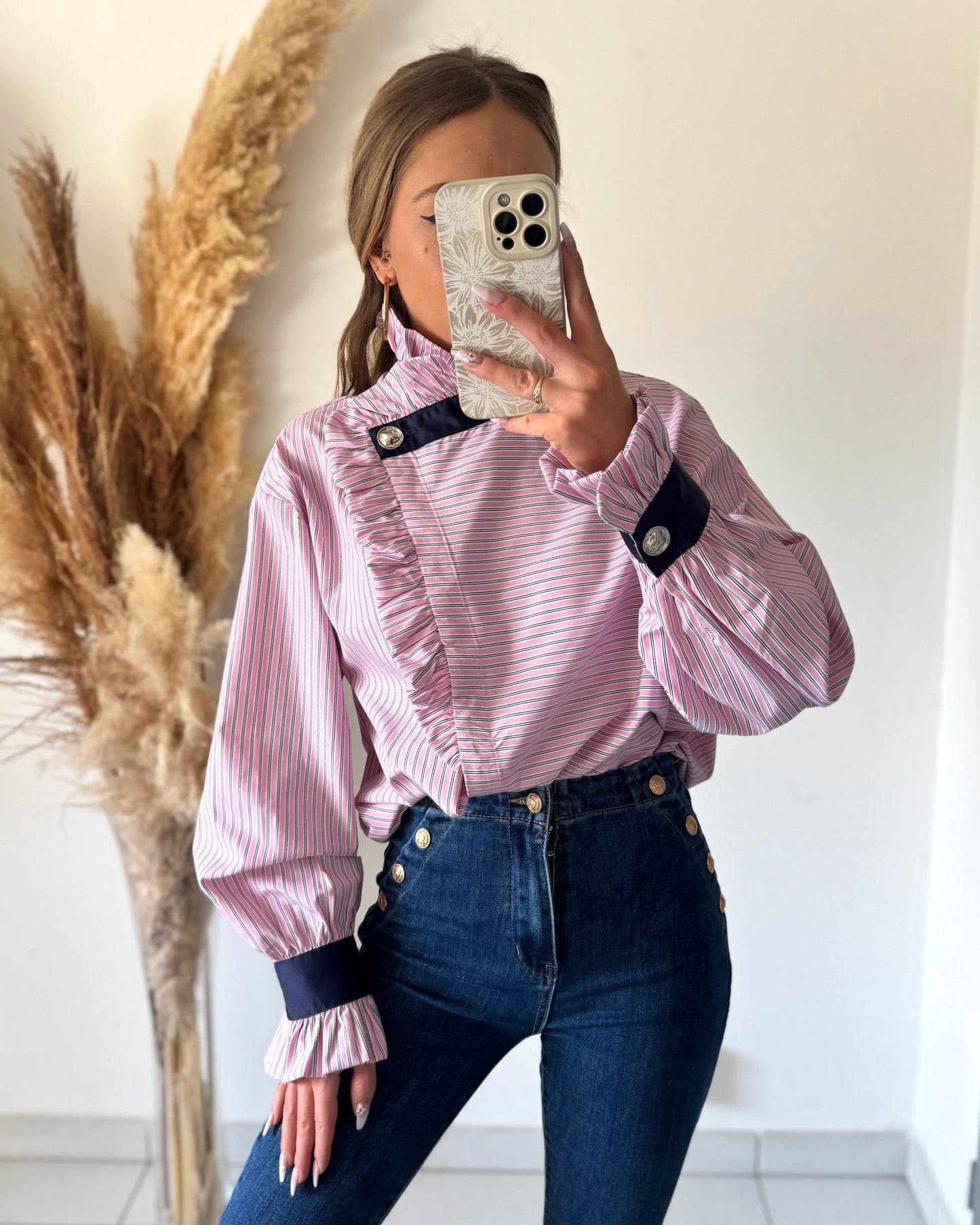 BLOUSE RAYÉE - ROSE