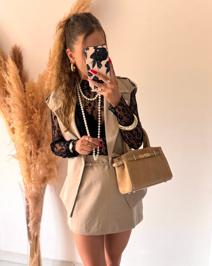 JUPE SHORT LOUISE - TAUPE