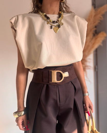 TOP PAULETTE - BEIGE