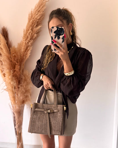 SAC CROCO CHOCO - CUIR