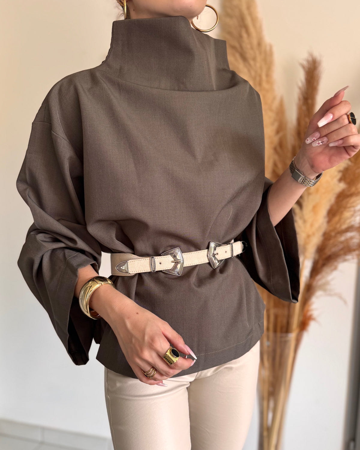 BLOUSE PALOMA - TAUPE FONCÉ