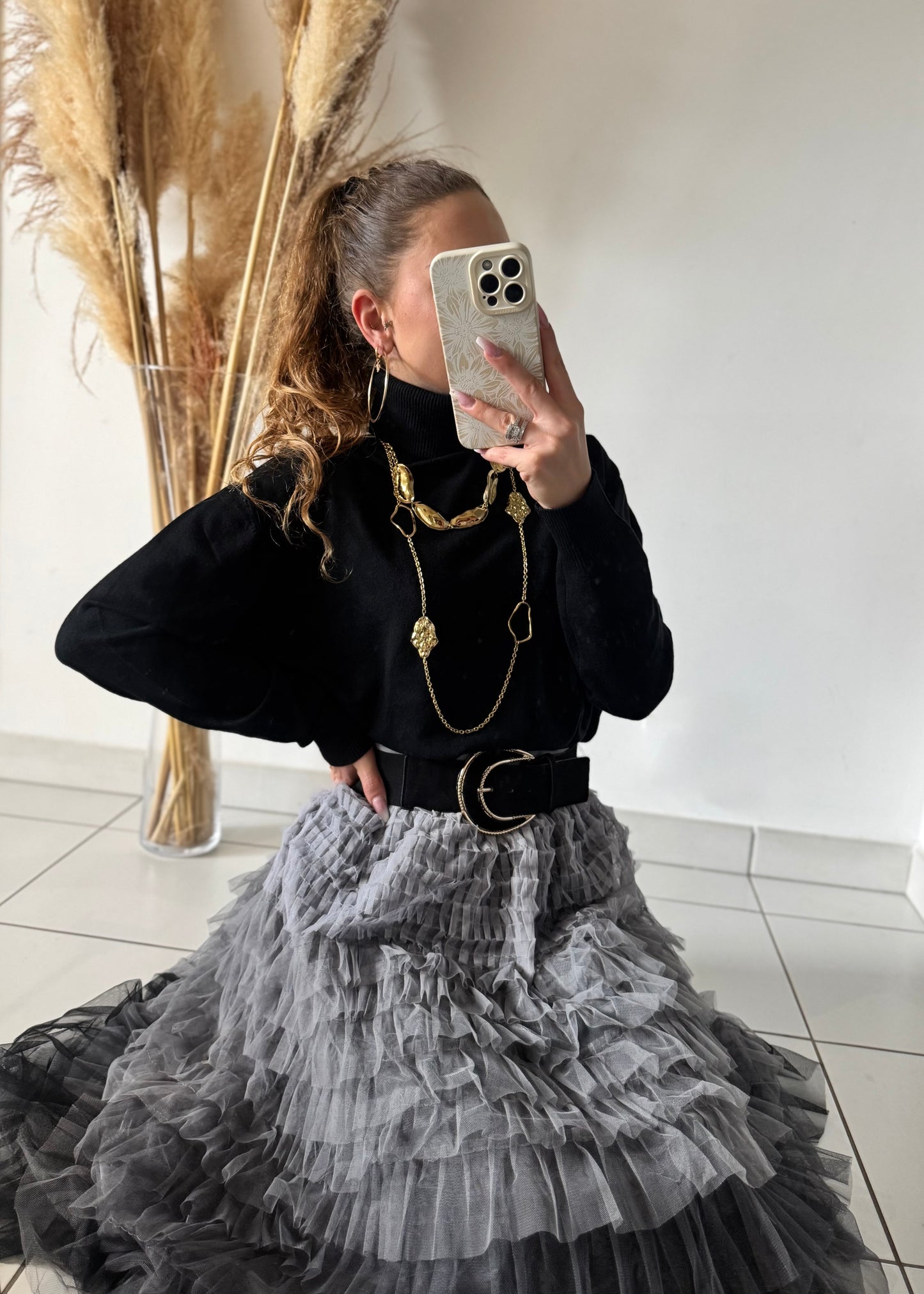 JUPE EN TULLE - GRIS