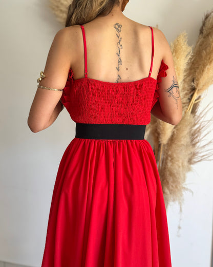 ROBE BUSTIER - ROUGE