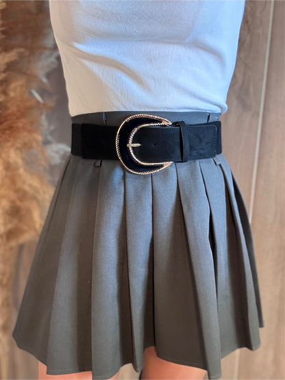 ceinture élastique noir et doré - effet daim