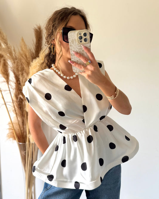 TOP PEPLUM A POIS