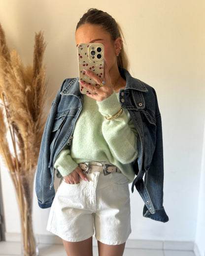 SHORT LEONIE - BLANC CASSÉ
