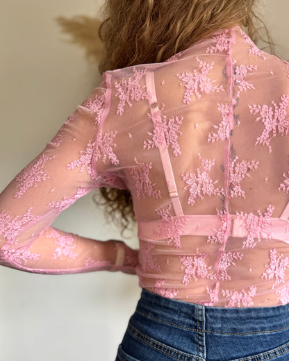 TOP DENTELLE - ROSE