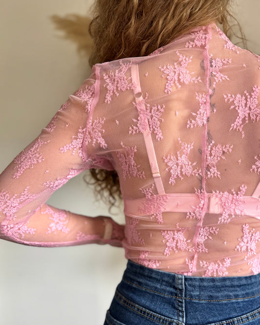 TOP DENTELLE - ROSE