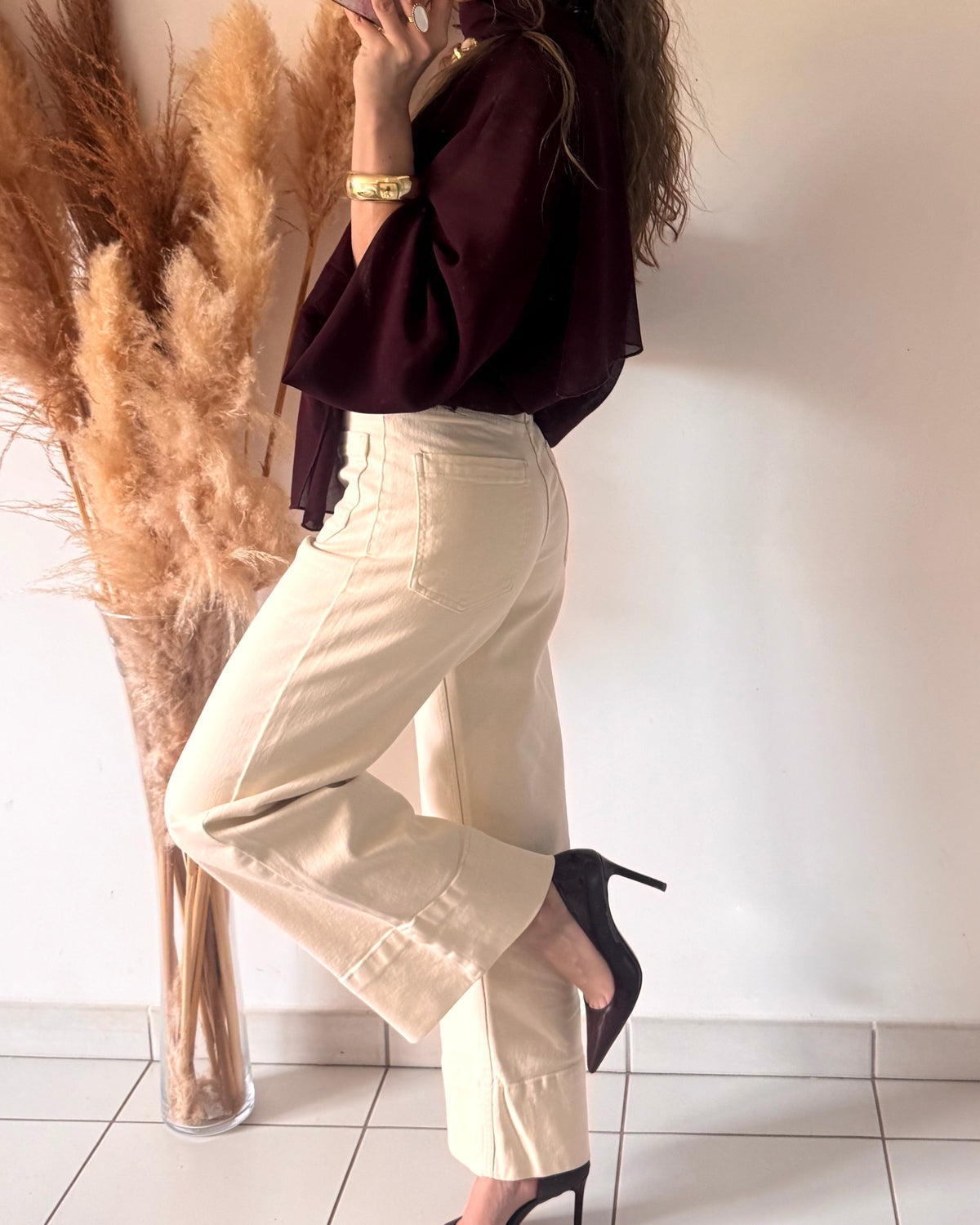 JEAN WIDE LEG - BEIGE
