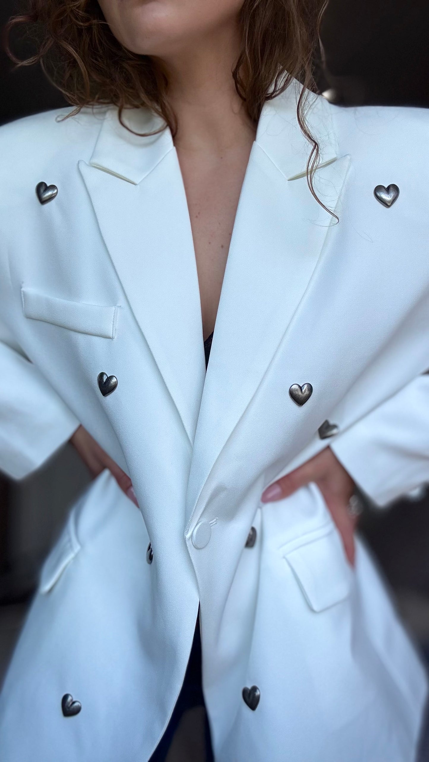 BLAZER COEURS - BLANC