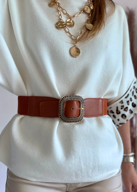 CEINTURE ÉLASTIQUE - MARRON