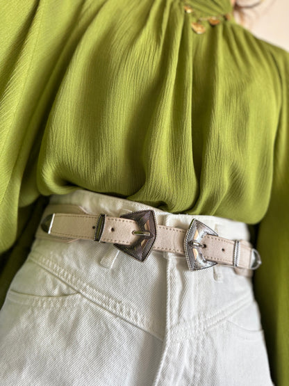 CEINTURE DOUBLE BOUCLE - ÉCRU