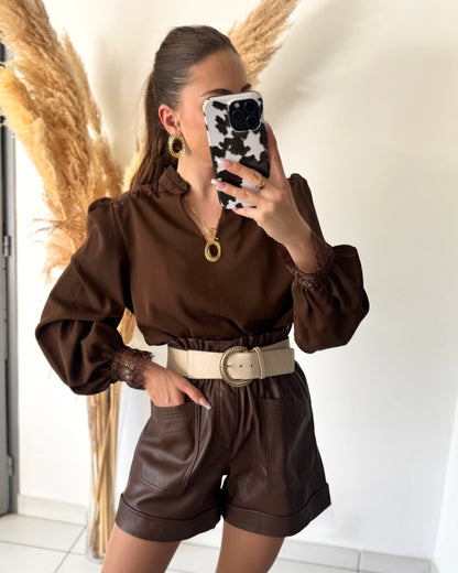 BLOUSE MILA - CHOCOLAT
