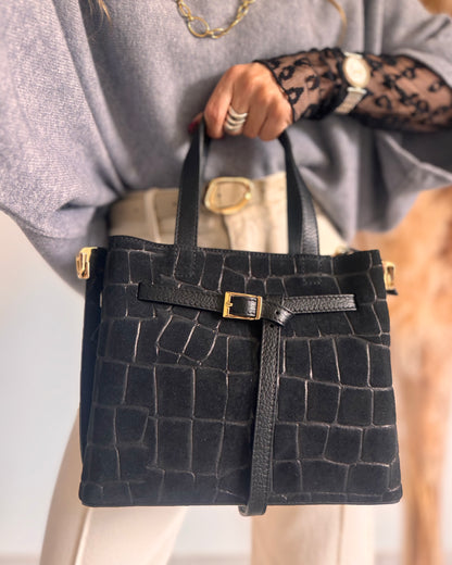 SAC CROCO NOIR - CUIR