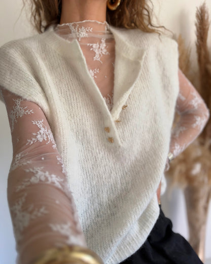 PULL SANS MANCHES - ECRU