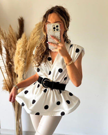TOP PEPLUM A POIS