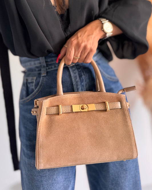 SAC TAUPE - CUIR