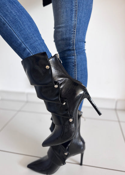 BOTTINES DRAPPÉES - NOIRES