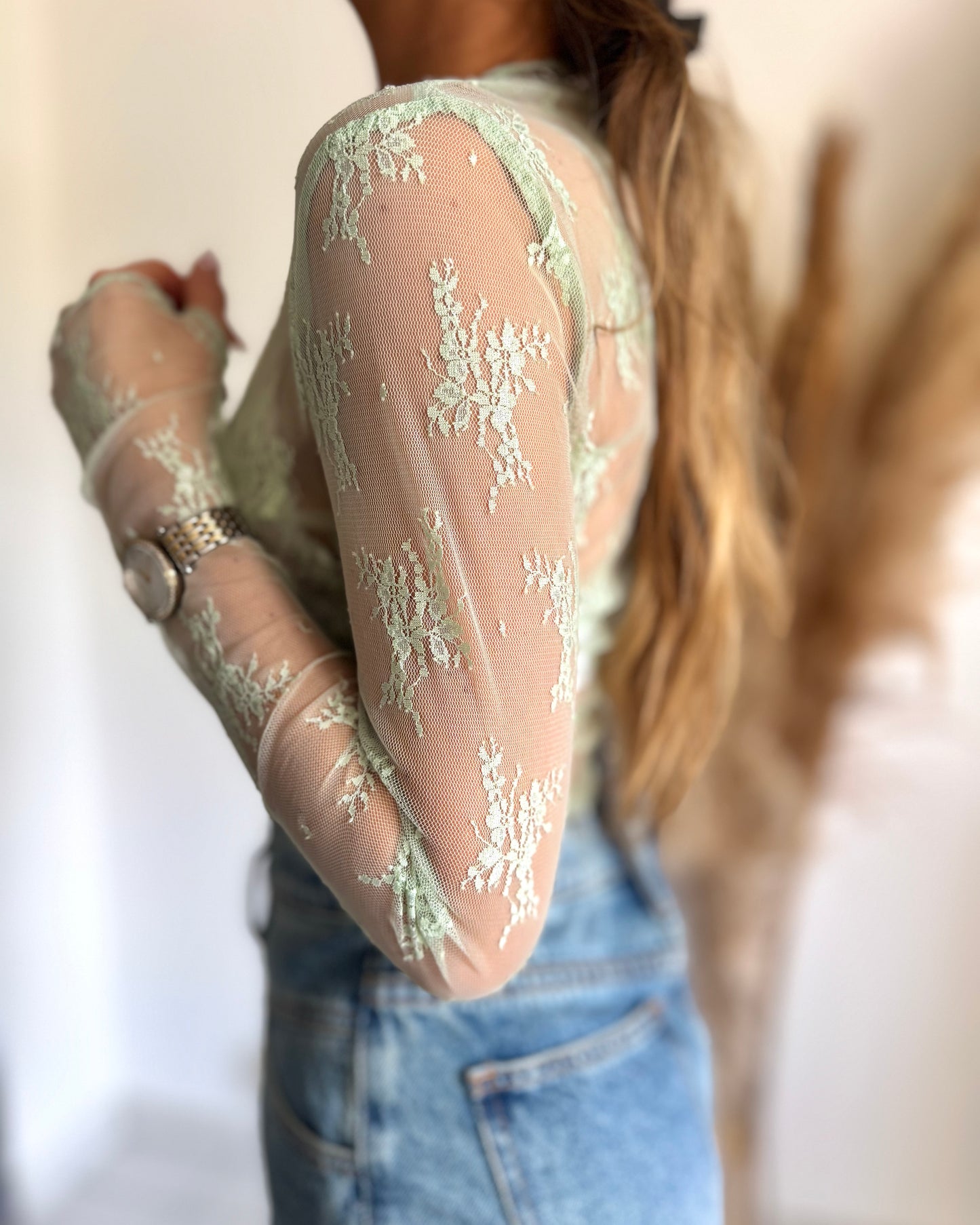 TOP DENTELLE - VERT D'EAU