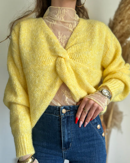 PULL CROISÉ - JAUNE