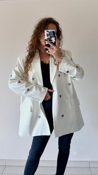 BLAZER COEURS - BLANC