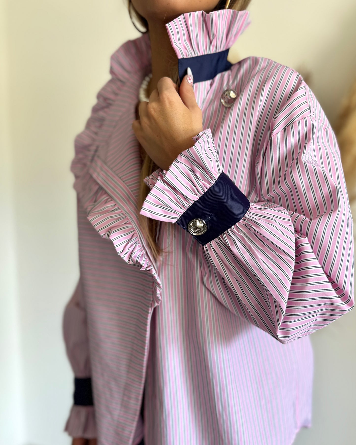 BLOUSE RAYÉE - ROSE